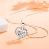 925 Silver Heart of the Sea Pendant Necklace with High Zircon Clavicle Chain