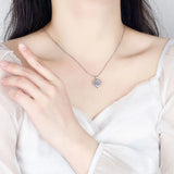 925 Silver Heart of the Sea Pendant Necklace with High Zircon Clavicle Chain