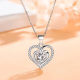 925 Silver Heart of the Sea Pendant Necklace with High Zircon Clavicle Chain