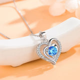 925 Silver Heart of the Sea Pendant Necklace with High Zircon Clavicle Chain