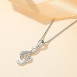 925 Silver Plated Love Rhythm Notes Pendant Necklace High Zircon Chain Jewelry