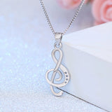 925 Silver Plated Love Rhythm Notes Pendant Necklace High Zircon Chain Jewelry