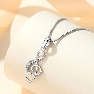 925 Silver Plated Love Rhythm Notes Pendant Necklace High Zircon Chain Jewelry