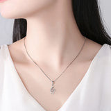 925 Silver Plated Love Rhythm Notes Pendant Necklace High Zircon Chain Jewelry