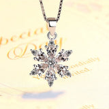 925 Silver Plated Snowflake Pendant Zircon Necklace for Women