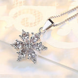 925 Silver Plated Snowflake Pendant Zircon Necklace for Women