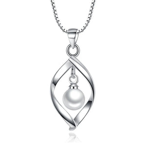925 Silver Plated Pearl Pendant Necklace for Women