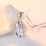 925 Silver Plated Pearl Pendant Necklace for Women