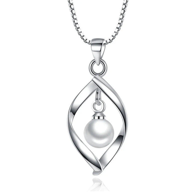 925 Silver Plated Pearl Pendant Necklace for Women