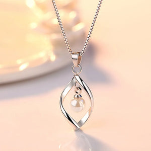 925 Silver Plated Pearl Pendant Necklace for Women