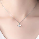 925 Silver Plated Angel Wings Pendant Necklace with High Crystal Zircon
