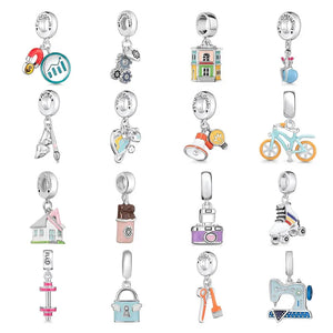 925 Silver Portuguese Style Pendant Charms Bead House Amulet