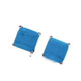 925 Silver Emerald Palaiba 7 * 7 Square Ear Studs Earrings