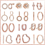 925 Silver Rose Hoop Earrings Zircon Stud Earring Anniversary Gift