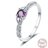 925 Silver Round Purple Ring Amethyst Zirconia Women's Ring