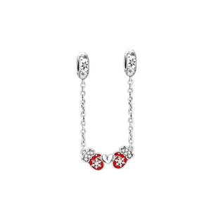 925 Silver Snowflake Glove Safety Chain Christmas Charm for Bracelet Necklace