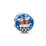 925 Silver Snowflake Glove Safety Chain Christmas Charm for Bracelet Necklace