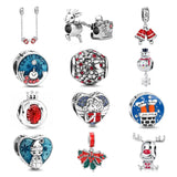 925 Silver Snowflake Glove Safety Chain Christmas Charm for Bracelet Necklace