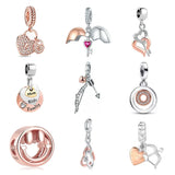 925 Silver Rose Smiley Charm Beads for Bracelet Necklace