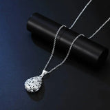 925 Silver Hollow Water Drop Pendant Necklace for Women