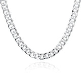 925 Sterling Silver 10MM 20/22/24inches Charm Chain Necklace