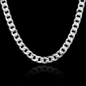 925 Sterling Silver 10MM 20/22/24inches Charm Chain Necklace