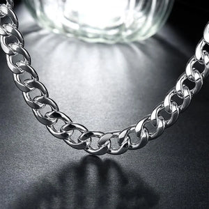 925 Sterling Silver 10MM 20/22/24inches Charm Chain Necklace