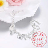 925 Silver Cross Heart Moon Flower Zircon Bracelet Bangle