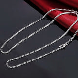 925 Silver 2mm Side Chain Necklace 16-30 Inch - Charm Jewelry Gift