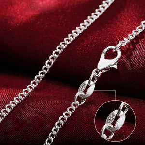 925 Sterling Silver 2mm Side Chain Necklace For Woman Man