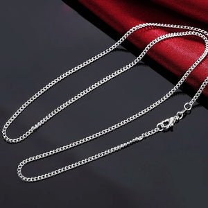 925 Sterling Silver 2mm Side Chain Necklace For Woman Man