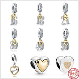 925 Silver Heart Charm Pendant Bead for Bracelet DIY Jewelry Women