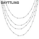 925 Silver 18in 4 Bead Chain Necklace Women Wedding Glamour Jewelry
