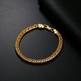 925 Silver 18K Charm Chain Bracelet 6MM Geometry Wedding Jewelry