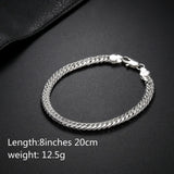 925 Silver 18K Charm Chain Bracelet 6MM Geometry Wedding Jewelry