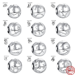 925 Silver A-Z Flower Name Letter Charm Bead Pendant for Bracelet DIY