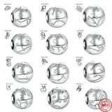 925 Silver A-Z Flower Name Letter Charm Bead Pendant for Bracelet DIY