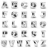 925 Silver A-Z Flower Name Letter Charm Bead Pendant for Bracelet DIY