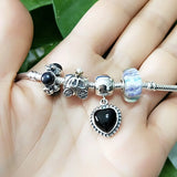 925 Silver 3D Flowers Charm Glass Bead for European Bracelet