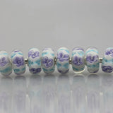 925 Silver 3D Flowers Charm Glass Bead for European Bracelet