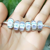 925 Silver 3D Flowers Charm Glass Bead for European Bracelet
