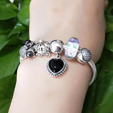 925 Silver 3D Flowers Charm Glass Bead for European Bracelet