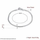 925 Silver 3mm 8" Snake Bone Bracelet for Feminine Charm