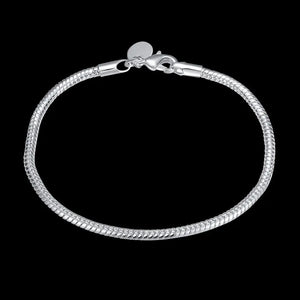 925 Silver 3mm 8" Snake Bone Bracelet for Feminine Charm