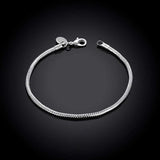 925 Silver 3mm 8" Snake Bone Bracelet for Feminine Charm