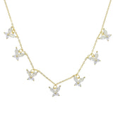 925 Silver CZ Butterfly Charm Necklace Women Collar Chain
