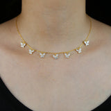 925 Silver CZ Butterfly Charm Necklace Women Collar Chain