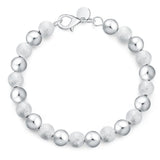 925 Silver 8mm Bead Chain Bracelet For Women's Glamour Party