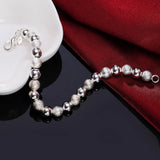 925 Silver 8mm Bead Chain Bracelet For Women's Glamour Party