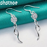 925 Silver Zircon Geometric Drop Earrings Women Party Wedding Jewelry